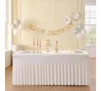 Confezione da 2 tovaglie elastiche in spandex per tavolo rettangolare da 1,8 m, lavabili e antipieghe, rettangolari, per feste, eventi, matrimoni, banchetti, [183 Lx76 Wx74H] cm