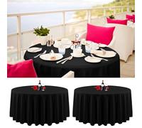 Confezione da 2 tovaglie rotonde da 229cm tovaglie rotonde nere resistenti alle pieghe, lavabili, tovaglie nere in tessuto di poliestere per tavolo da buffet del ristorante della festa di nozze