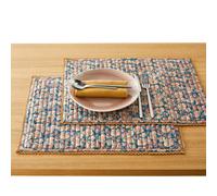 Confezione da 2 tovagliette, voile di cotone, Jadav Blu TU