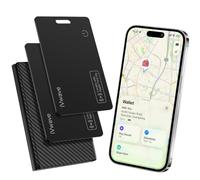 Confezione da 2 tracker per portafoglio compatibile con Apple Find My, scheda di tracciamento sottile da 1,7 mm, ricarica wireless, segnale acustico forte (80-100dB), impermeabile IP68, allarme di