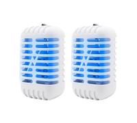 Confezione da 2 trappole elettriche per insetti con luce UV, per interni, trappola compatta per zanzare e mosche con vassoio di raccolta rimovibile, per camera da letto, cucina e ufficio (bianco)