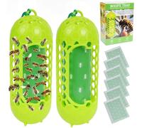 Confezione da 2 trappole per mosche della frutta impermeabili, riutilizzabili, con polvere di esca, non tossiche, acchiappamosche riutilizzabili, per esterni, per mosche (Tipo di adesivo)