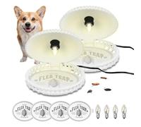 Confezione da 2 trappole per pulci con 4 dischi di colla, trappole per lampada per uccidere la casa, trappola per luce inodore, repellente elettrico per pulci naturale per tappeti domestici e