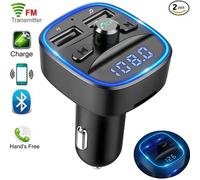Confezione da 2 trasmettitori FM Bluetooth per auto, luce ambientale blu, adattatore ricevitore radio wireless per auto con chiama