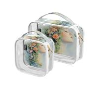 Confezione da 2 trasparenti decorativi da uomo da viaggio TSA approvati Bella ragazza fiori multifunzionale borsa cosmetica da viaggio aeroporto compagnia aerea Bolsa de maquillaje