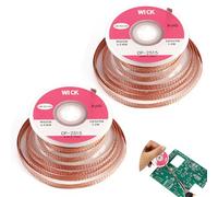 Confezione da 2 Treccia di Rame con Flussante No Clean, Treccia di Dissaldatura di Alta Qualità, Filo Dissaldante in Rame Puro per Riparazioni PCB, 2,5mm di Larghezza, 1,5m di Lunghezza