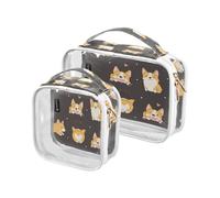 Confezione da 2 trousse da viaggio trasparente per cosmetici Kawaii corgi cani per donne uomini ragazze animali cuccioli cani cosmetici borsa organizer per accessori di viaggio borsa da toilette,
