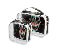 Confezione da 2 trousse da viaggio trasparenti per trucchi e articoli da toeletta retrò con teschio urlante Ot The Dead per donne, uomini e ragazze, borsa organizer per cosmetici gotica di Halloween