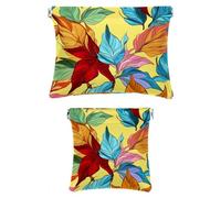 Confezione da 2 trousse tascabili in ecopelle, piccola pochette per il trucco per borsa, borsa portatile da viaggio per donne, mini borsa per trucco tascabile per rossetto, foglie di banana con pianta