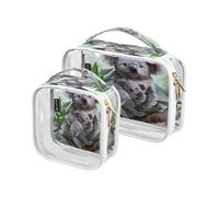 Confezione da 2 trousse trasparenti da viaggio per cosmetici, cosmetici e articoli da toeletta con koala, pittura ad acquerello, per donne, uomini e ragazze, graziosa borsa organizer per cosmetici a
