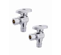 (Confezione da 2) Valvola di arresto ad angolo EFIELD Pex-a 1/4 di giro 3/8"""" DE compressione x 1/2"""" espansione (F1960) Ottone cromato