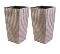 Confezione da 2 vasi da fiori RATO SQUARE DRTS170 + inserto moka