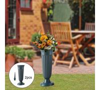 Confezione da 2 vasi di fiori artificiali con picchetto e base per prato