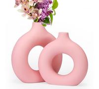 Confezione da 2 vasi in ceramica rosa chiaro per decorazioni moderne per la casa, vasi rotondi opachi per fiori della pampa minimalista, stile nordico bohémien, per matrimoni, cene, feste, soggiorno,