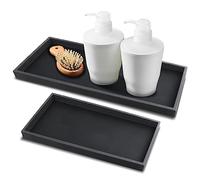 Confezione da 2 vassoi da bagno in silicone, grandi e piccoli vassoi da bagno per bancone, portasapone per lavello da cucina, rettangolare, profumo, chiave, WC, cassettiera, organizer decorativo