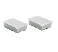 Confezione da 2 vassoi grandi per cubetti di ghiaccio con coperchio, a prova di perdite, impilabili, in silicone, per cocktail, whisky