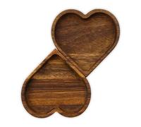 Confezione da 2 vassoi in legno di noce a forma di cuore, romantici, piatti decorativi in legno, piatti da portata per dessert, colazione, snack, caramelle, torte, decorazione da tavolo, San