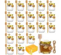 Confezione da 20 barattoli per miele, 45 ml, mini vasetti per marmellata, piccoli con cucchiaio per miele, ciondolo per api, iuta, biglietti di ringraziamento, perfetti per baby shower, matrimoni