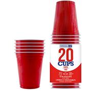 Confezione da 20 bicchieri ufficiali originali rossi | 53cl Red American Cups | Beer Pong | Qualità Premium | Bicchieri di plastica riutilizzabili | Lavaggio a mano e in lavatrice | OriginalCup®