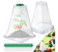 Confezione da 20 campane da giardino per piante, 23,9 cm di altezza x 19,8 cm di profondità, riutilizzabili, con 40 picchetti e copertura rotante, protezione antigelo da animali, lumache, uccelli