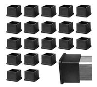 Confezione Da 20 Coprigambe Quadrati Per Tavolo E Sedia, Coprigambe Per Tavolo E Sedia, Coprigambe Antiscivolo Per Tavolo E Sedia, Tappi In Gomma Per Gambe Per Sedia, Accessori Per Mobili (Nero)