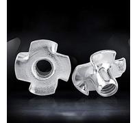 Confezione da 20 dadi a T a quattro punte per la lavorazione del legno, inserti filettati per montaggio di mobili e progetti fai da te, design antiruggine (argento)