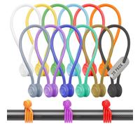 Confezione da 20 fascette magnetiche riutilizzabili - fascette in silicone a scatto per organizzare cavi, caricabatterie e fili | Clip magnetiche N52 resistenti per ufficio, casa e viaggi | Colori