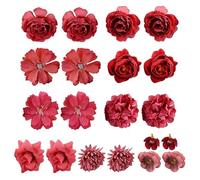 Confezione da 20 Fiori Artificiali Rossi, Materiali Artigianali Fai-da-Te, Decorazioni Floreali, Possono Essere Utilizzati per Accessori per Capelli, Cappelli, Borse, Decorazioni di Oggetti