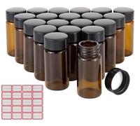 Confezione da 20 Flaconi in Vetro Ambrato 20ml con Tappo a Vite per Oli Essenziali, Profumi - Include Etichette Adesive Scritte a Mano(20ml-Brown)
