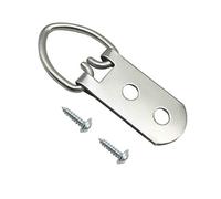 Confezione da 20 ganci ad anello a D in acciaio resistente, con viti, per cornici, doppi fori, per appendere orologi, quadri, opere d'arte, cornici per foto, specchi (argento)
