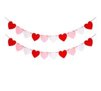 Confezione da 20 ghirlande a forma di cuore in feltro, pre-infilate, colore: rosso, rosa e bianco, senza striscione fai da te, per decorazioni romantiche per feste, matrimoni, romantiche decorazioni I