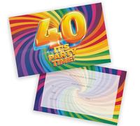 Confezione da 20 inviti per feste di compleanno per 40° compleanno, per amici e familiari, formato A6, con buste pieghevoli