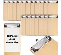 Confezione da 20 mini portablocco portatili in legno da 10,2 x 20,3 cm, piccoli supporti per blocco note per ricevute, liste di cose da fare e note delle attività