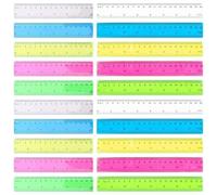 Confezione Da 20 Mini Righelli Trasparenti Colorati in Plastica - Strumenti Da Lettura e Disegno Per Studenti e Bambini Con Graduazione in Centimetri e Pollici