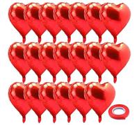 Confezione Da 20 Palloncini A Forma Di Cuore Rosso Con Nastri, Palloncini In Foglio Di Alluminio Da 18 Pollici, Palloncini A Elio, Palloncini Decorativi Per Matrimoni