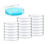 Confezione da 20 piatti in plastica sterile Petri con coperchio, 90 mm di diametro x 15 mm di profondità con 20 pipette di trasferimento in plastica (10 pezzi da 3 ml, 10 pezzi da 2 ml).