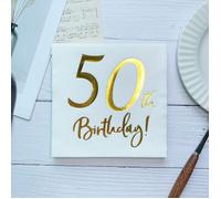 Confezione da 20 tovaglioli monouso a doppio strato con stampa dorata per il 50° compleanno (16,5 x 16,5 cm), adatti per Natale Tagli Unica,3 confezioni,2 confezioni,6 confezioniLettereCarta tessile