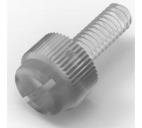Confezione da 20 Viti a Testa Zigrinata in Plastica Acrilica Trasparente, a taglio + zigrinate M4 x 12mm - Acrilico Viti