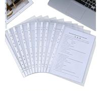 Confezione da 200 buste in plastica perforate formato A4, apertura laterale, 30 micron, trasparenti, ad anelli, buste trasparenti per raccoglitori per documenti per la protezione di carta, file e