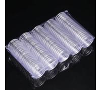 Confezione da 200 capsule trasparenti rotonde per monete, 25 mm, in plastica ispessita, con chiusura a scatto sicura e bordi lisci per la protezione del display dei collezionisti