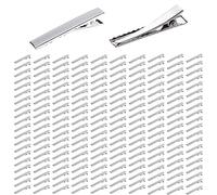 Confezione da 200 fermagli per capelli a coccodrillo, in metallo, con becco, per suddividere i capelli, pinze con dentini, accessori per fai da te per ragazze, 45 mm, colore: argento