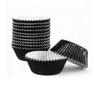 Confezione da 200 pirottini per cupcake di dimensioni standard, a prova di grasso, per feste, matrimoni e cucina, color argento, oro, nero, blu, rosso, verde (nero)