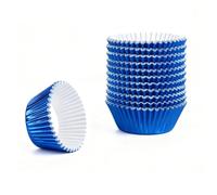 Confezione da 200 pirottini per cupcake di dimensioni standard, a prova di grasso, per feste, matrimoni e cucina, color argento, oro, nero, blu, rosso, verde (blu)