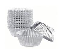 Confezione da 200 pirottini per cupcake di dimensioni standard, a prova di grasso, per feste, matrimoni e cucina, color argento, oro, nero, blu, rosso, verde (argento)
