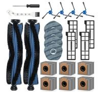 Confezione da 22 accessori di ricambio per aspirapolvere robot Eufy X10 Pro Omni, 2 spazzole principali, 4 filtri, 6 sacchetti per la polvere, 4 panni per mocio, 4 spazzole laterali, 1 spazzola per la