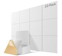 Confezione da 22 pannelli acustici autoadesivi, 30,5 x 30,5 x 1 cm, pannelli fonoassorbenti ad alta densità, per pareti, pannelli insonorizzanti per casa e ufficio (bianco)