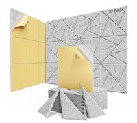 Confezione da 22 pannelli acustici con autoadesivi, 30,5 x 30,5 x 1,0 cm, pannelli fonoassorbenti in schiuma, ad alta densità, pannelli insonorizzanti per casa, studio, ufficio, grigio