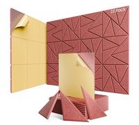 Confezione da 22 pannelli acustici con autoadesivi, 30,5 x 30,5 x 1,0 cm, pannelli fonoassorbenti in schiuma, ad alta densità, pannelli insonorizzanti per casa, studio, ufficio, colore rosso