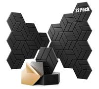 Confezione da 22 pannelli fonoassorbenti autoadesivi in schiuma, 30,5 x 25,4 x 1 cm, pannelli acustici insonorizzanti ad alta densità, pannelli acustici fonoassorbenti per decorazione murale e