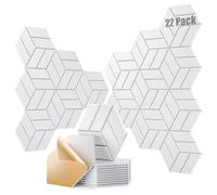 Confezione da 22 pannelli fonoassorbenti autoadesivi in schiuma, 30,5 x 25,4 x 1 cm, pannelli acustici insonorizzanti ad alta densità, pannelli acustici fonoassorbenti per decorazione murale e